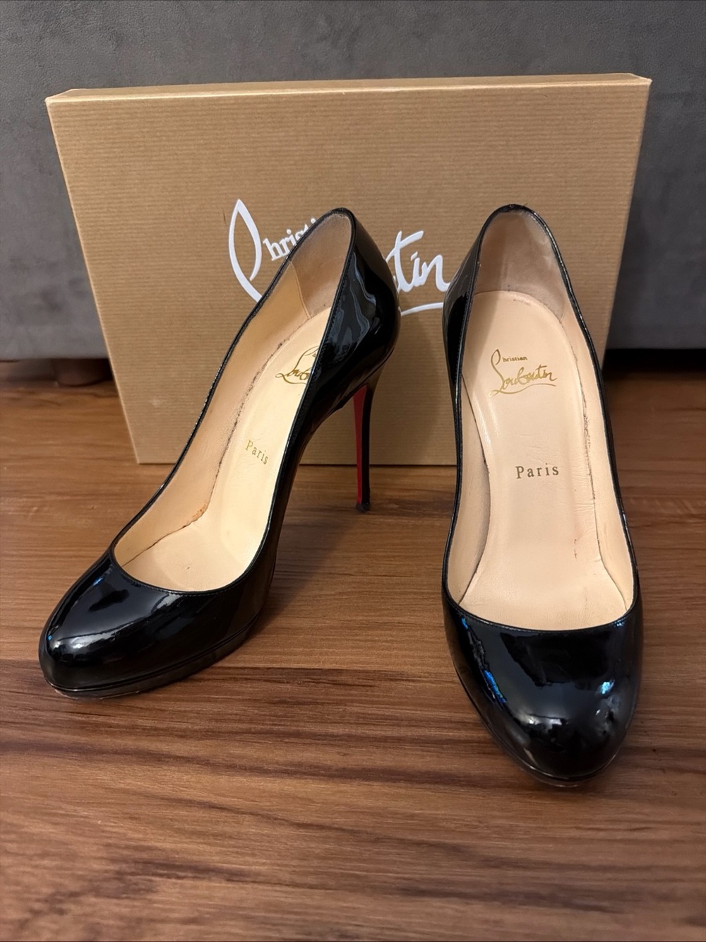 Christian Louboutin Filo 120 Black Patent Leather Pumps Heels 38